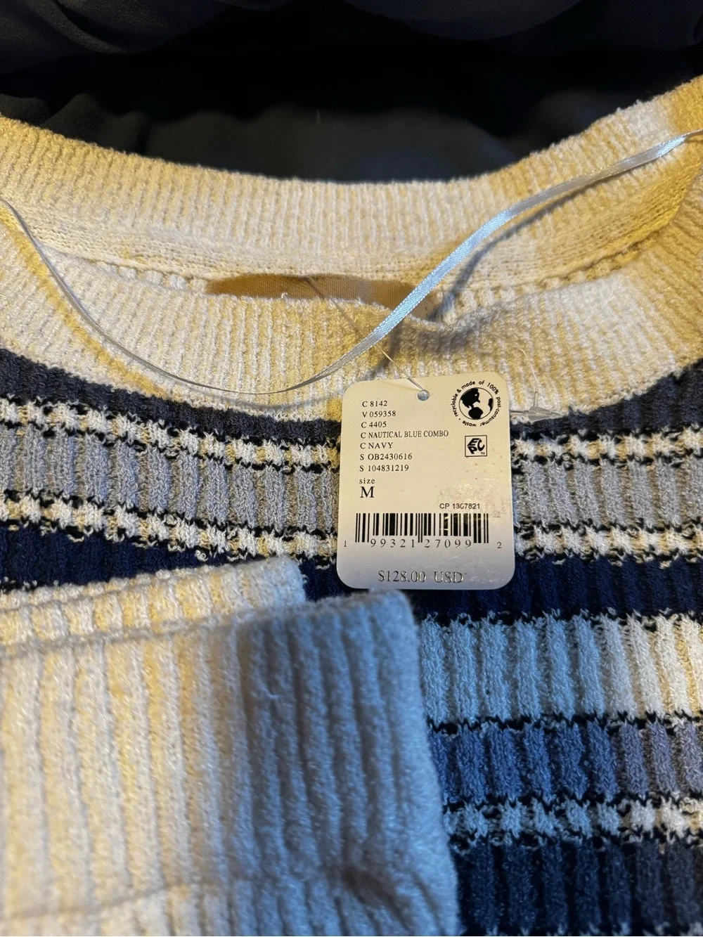 NWT Free People Over The Rainbow Sweater Set - Nautical Blue Combo